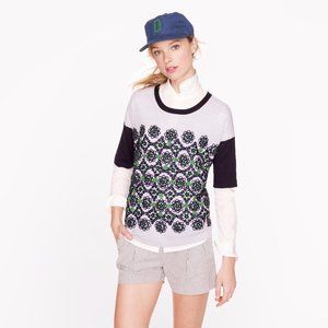 RARE NWT $600 J.crew COLLECTION Wool short-sleeve embellished sweater